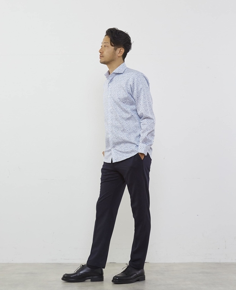 HITOYOSHI Wネーム モチーフプリントワイドカラーシャツ 詳細画像 ブルー 19