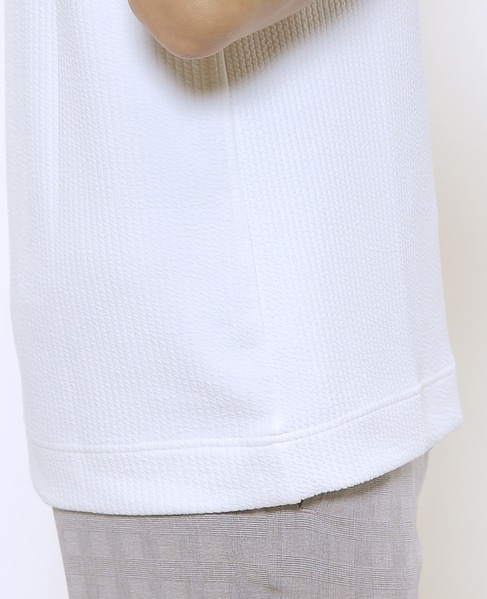袋ジャガードストライプVネックTシャツ 詳細画像 ホワイト 8