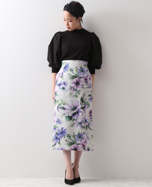 グログラン大きな花柄プリントタイトスカート 商品詳細 メルローズ公式通販 Melrose Store メルローズストア