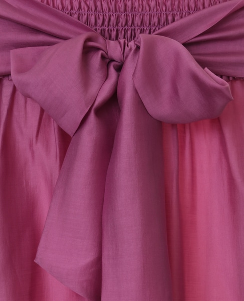 ハイウエストシャーリングベルト付きラップ風ギャザーフレアスカート 詳細画像 ピンク 11