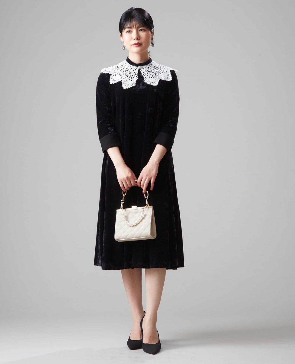 【メルローズ50周年限定】ベルベッドドレス 詳細画像 白×黒 4