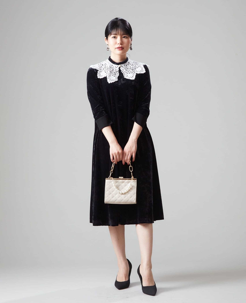 【メルローズ50周年限定】ベルベッドドレス 詳細画像 白×黒 5