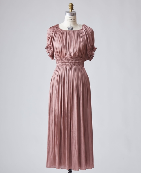 【メルローズ50周年限定】ヴィンテージサテンギャザードレス カラーバリエーション画像 ピンク 1