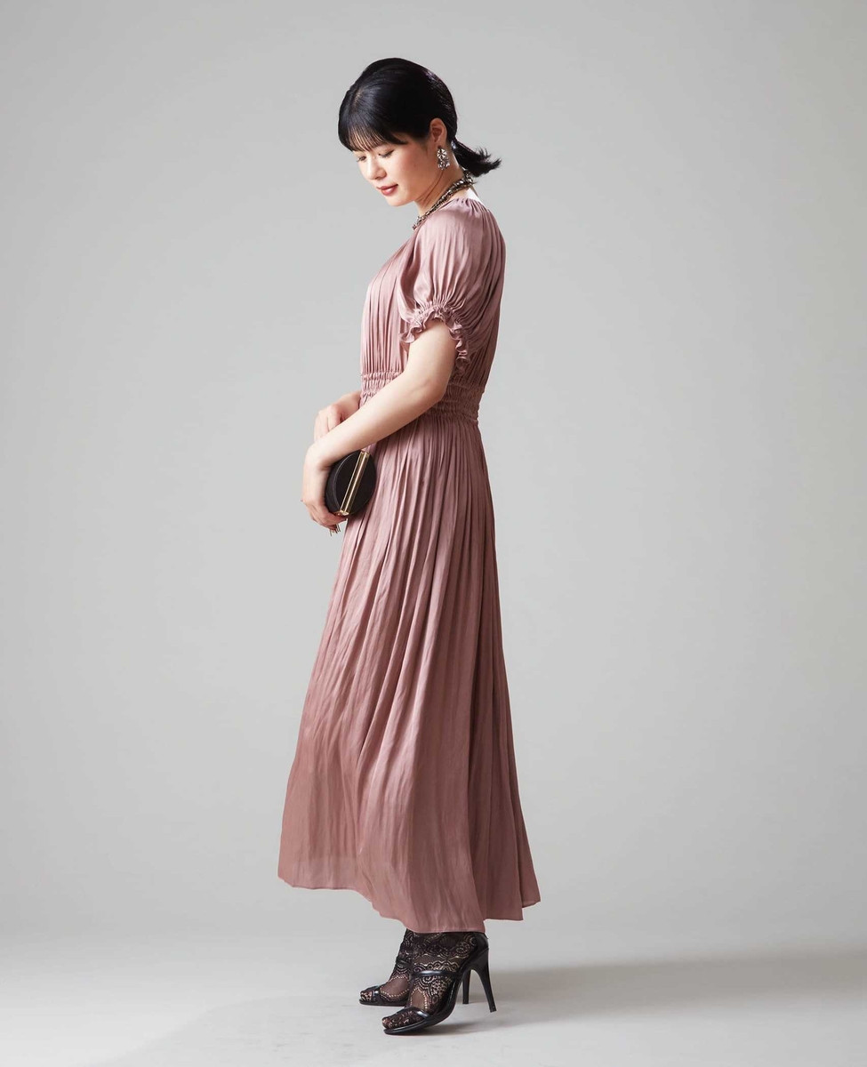 【メルローズ50周年限定】ヴィンテージサテンギャザードレス 詳細画像 ピンク 5