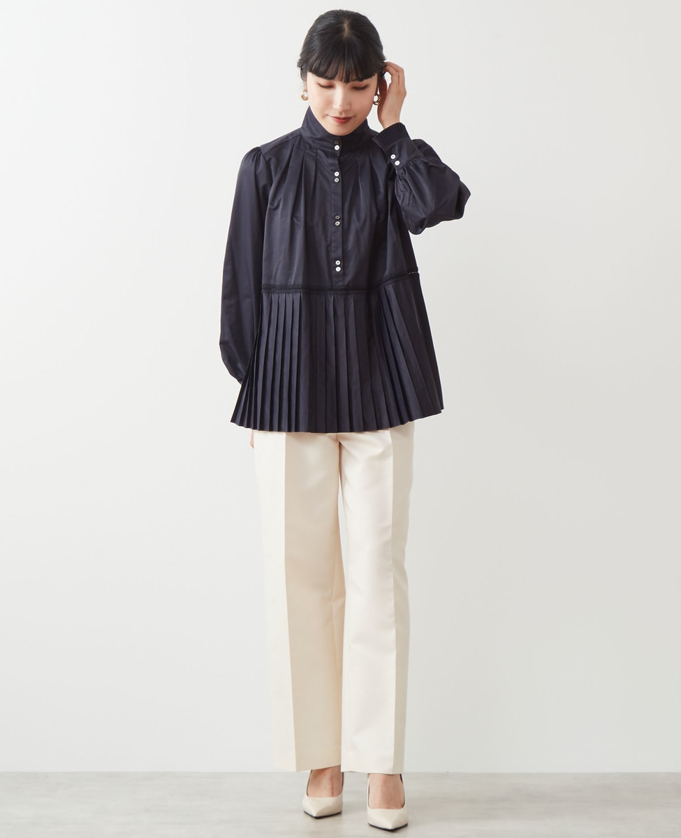 MARILYN MOON（マリリンムーン）】Pleated embroidery blouse｜商品