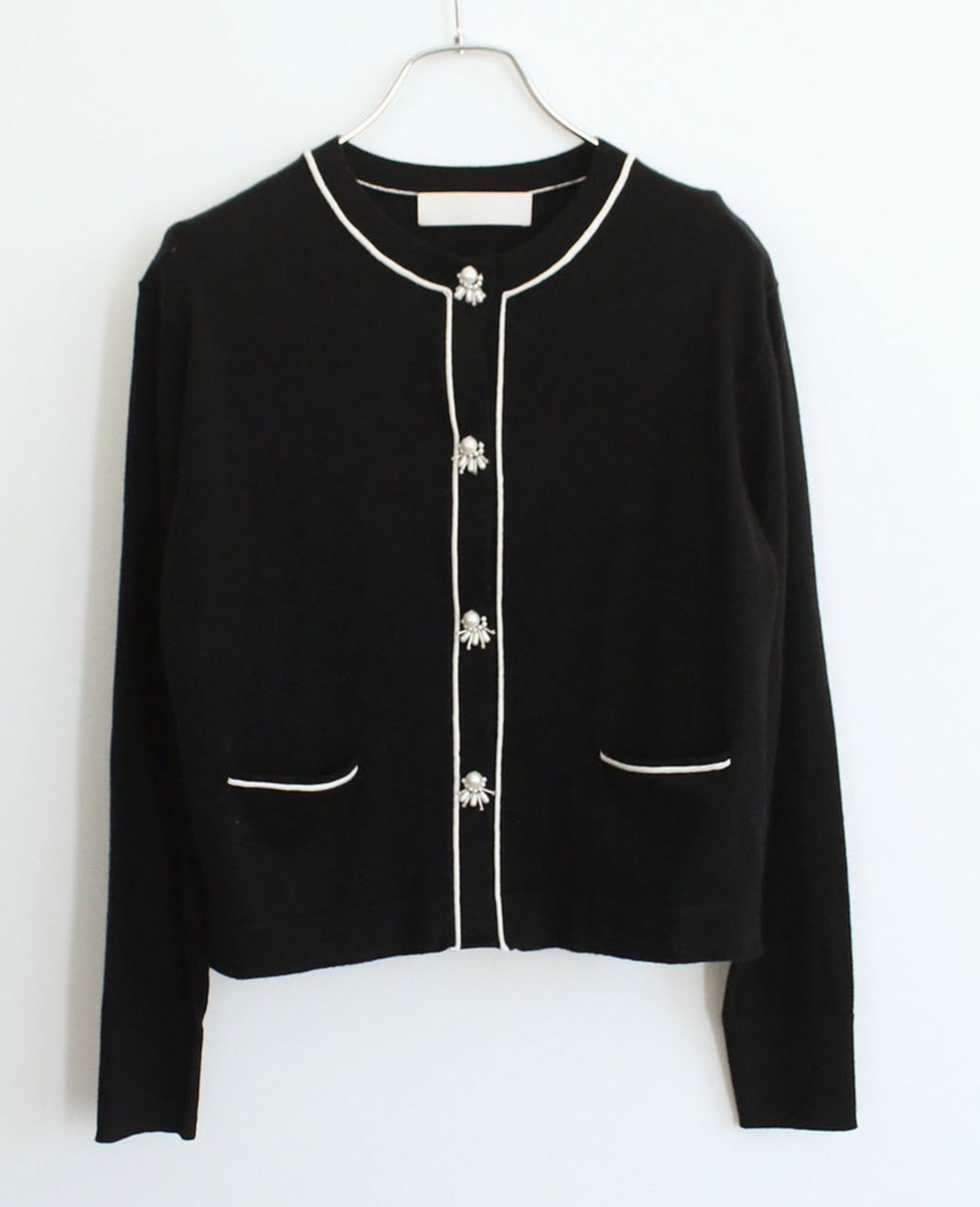 【MARILYN MOON（マリリンムーン）】pearlized cotton cashmere cropped cardigan