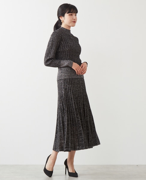 MARILYN MOON（マリリンムーン）】shine lame knit pleets skirt｜商品