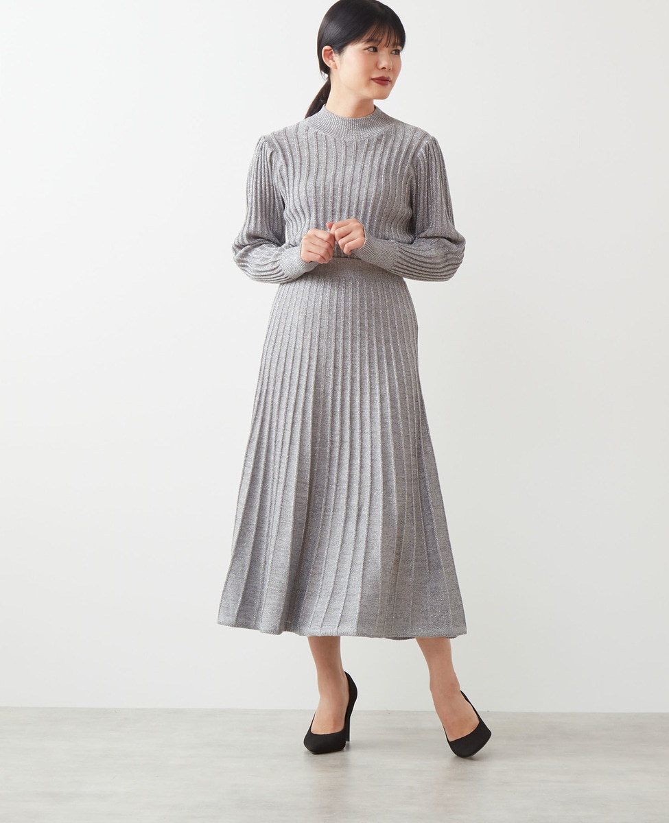 【MARILYN MOON（マリリンムーン）】shine lame knit pleets skirt