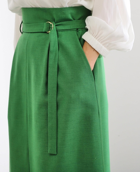 【雑誌 美ST 8月号掲載】ベルテッドロングタイトスカート（セットアップ対応可） 詳細画像 グリーン 11