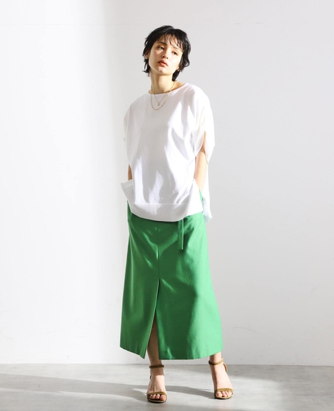 【雑誌 美ST 8月号掲載】ベルテッドロングタイトスカート（セットアップ対応可） 詳細画像 グリーン 3