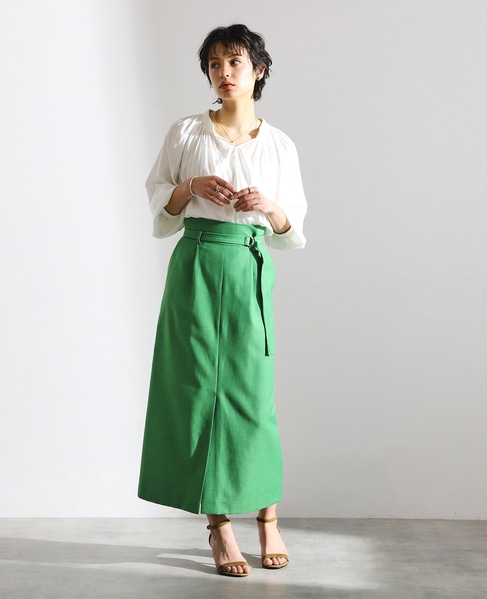 【雑誌 美ST 8月号掲載】ベルテッドロングタイトスカート（セットアップ対応可） 詳細画像 グリーン 5