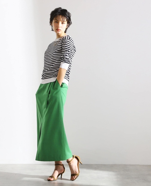 【雑誌 美ST 8月号掲載】ベルテッドロングタイトスカート（セットアップ対応可） 詳細画像 グリーン 7