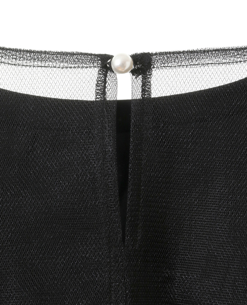 【MARILYN MOON/マリリンムーン】Pearlized layered tulle T-shirt 詳細画像 ブラック 4