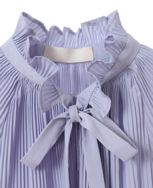【MARILYN MOON/マリリンムーン】Satin accordion pleats blouse 詳細画像 【別注】ブルー 3