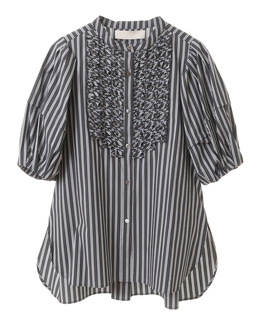 【MARILYN MOON/マリリンムーン】Modern tuck frill volume sleeve blouse