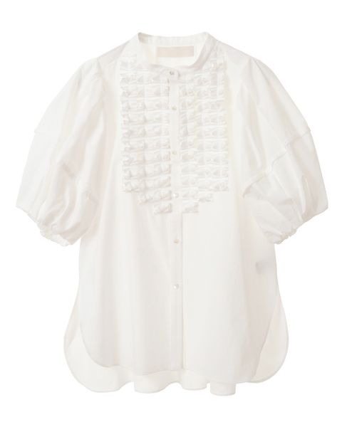 【MARILYN MOON/マリリンムーン】Modern tuck frill volume sleeve blouse 詳細画像 ホワイト 1