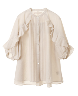 【MARILYN MOON/マリリンムーン】Sheer raffle pin tuck blouse