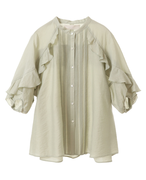 【MARILYN MOON/マリリンムーン】Sheer raffle pin tuck blouse 詳細画像 ミント 1