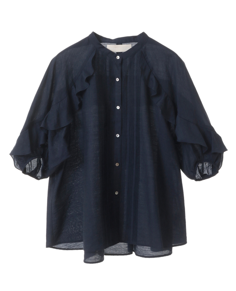 【MARILYN MOON/マリリンムーン】Sheer raffle pin tuck blouse 詳細画像 ネイビー 1
