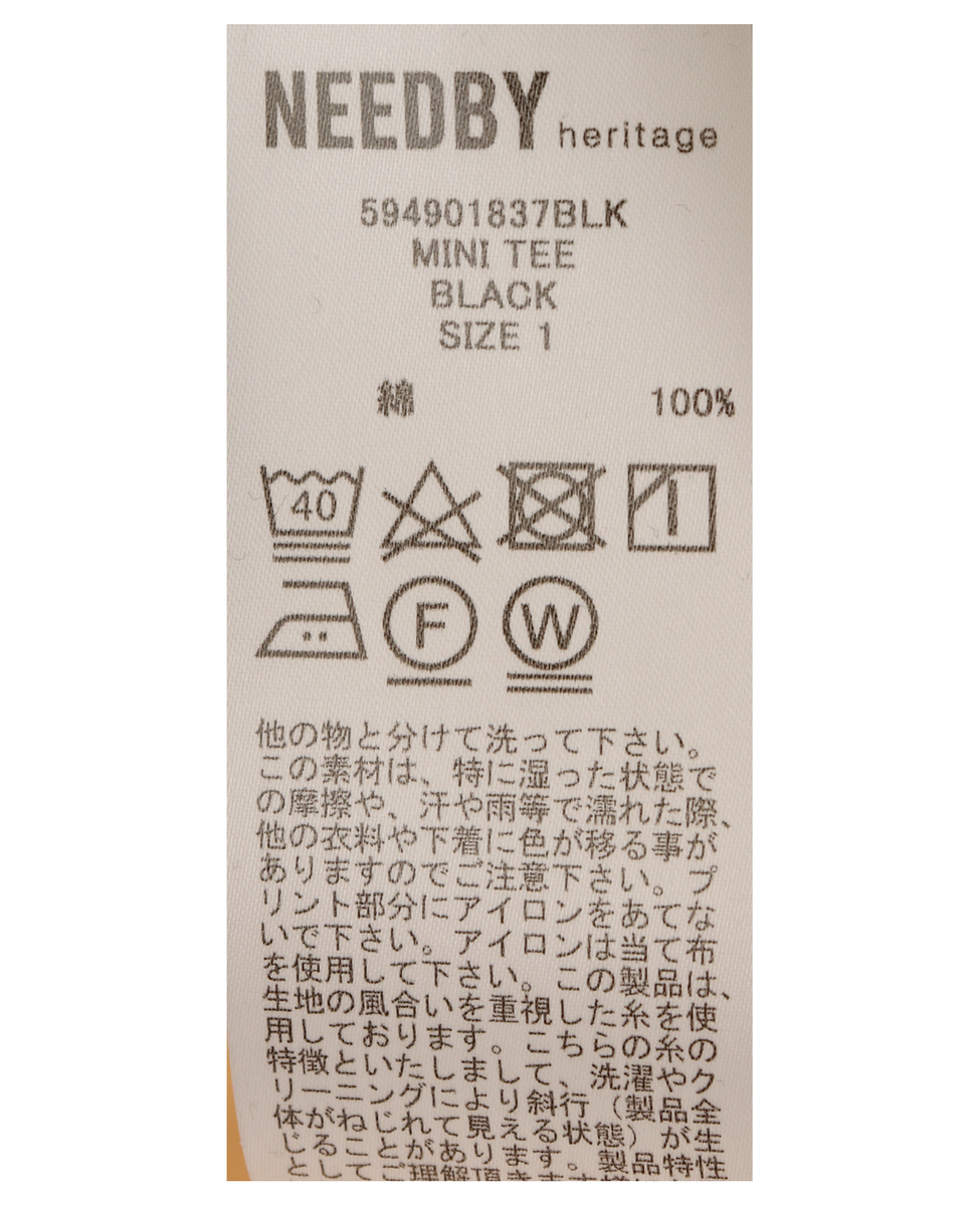 【NEEDBY heritage/ニードバイヘリテージ】MINI TEE 詳細画像 ブラック 5