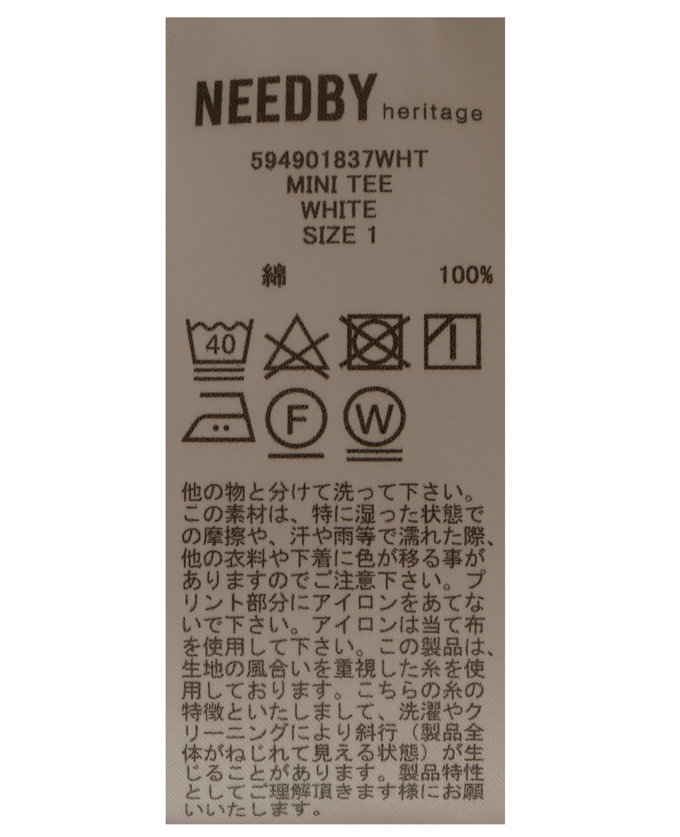 【NEEDBY heritage/ニードバイヘリテージ】MINI TEE 詳細画像 ホワイト 5