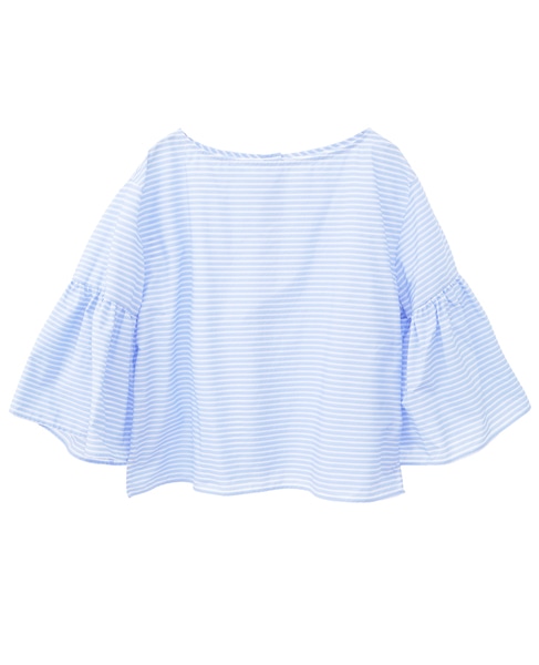 ボーダーベルスリーブ2WAYブラウス 詳細画像 サックス 4