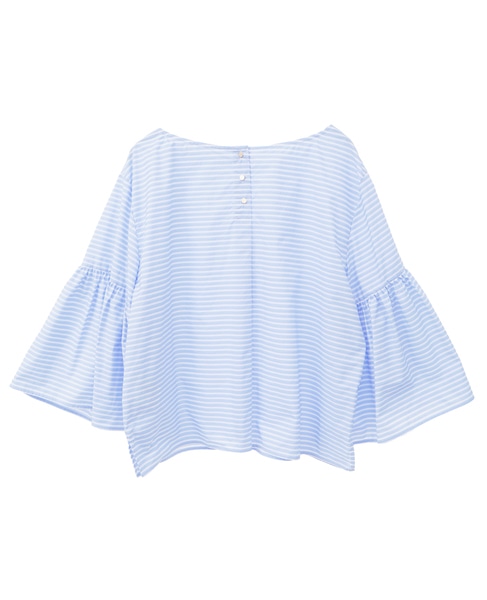 ボーダーベルスリーブ2WAYブラウス 詳細画像 サックス 5