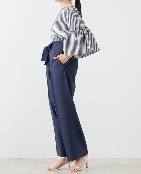 ボーダーベルスリーブ2WAYブラウス 詳細画像 ブラック 3