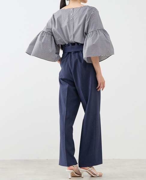 ボーダーベルスリーブ2WAYブラウス 詳細画像 ブラック 4