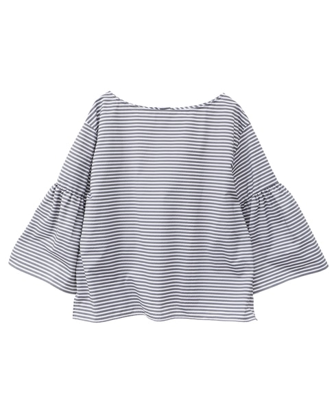 ボーダーベルスリーブ2WAYブラウス 詳細画像 ブラック 5