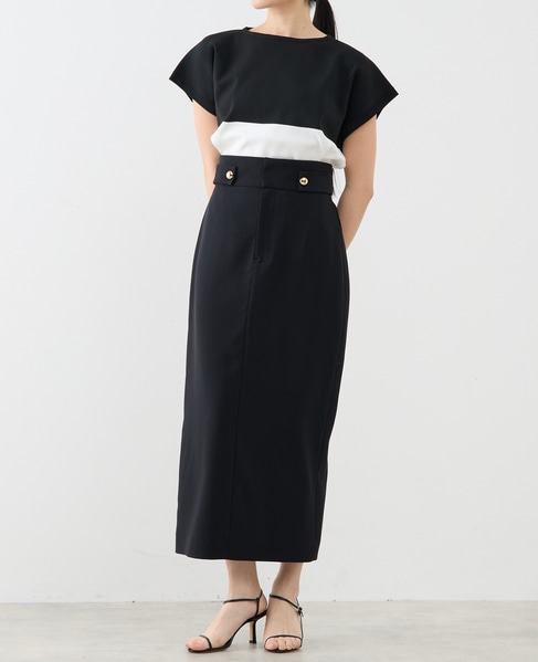 ゴールドボタンタイトスカート（セットアップ可） 詳細画像 ブラック 2