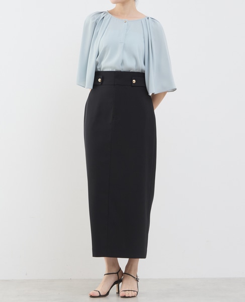 ゴールドボタンタイトスカート（セットアップ可） 詳細画像 ブラック 5