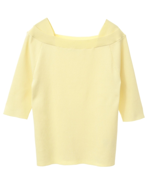 デザインボートネックニット 詳細画像 イエロー 4