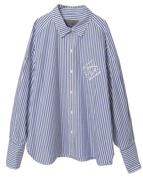 【LIBERADD/リベラド】ストライプシャツ（005SH） 詳細画像 ホワイト×ブルー 1