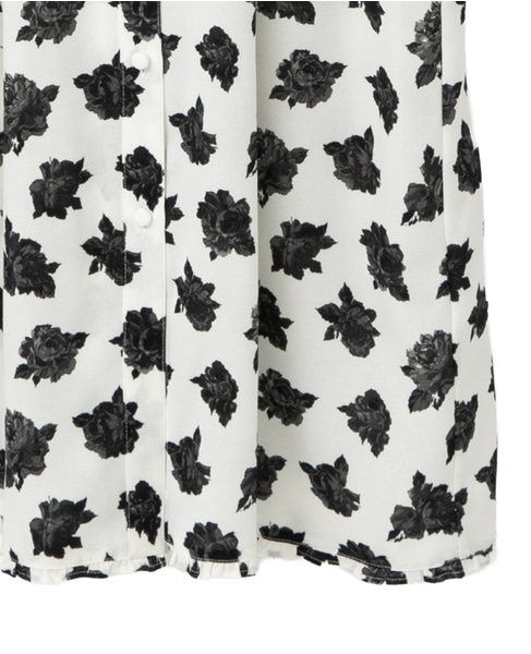 オールドローズプリントボウリボン付きワンピース 詳細画像 オフホワイト 10