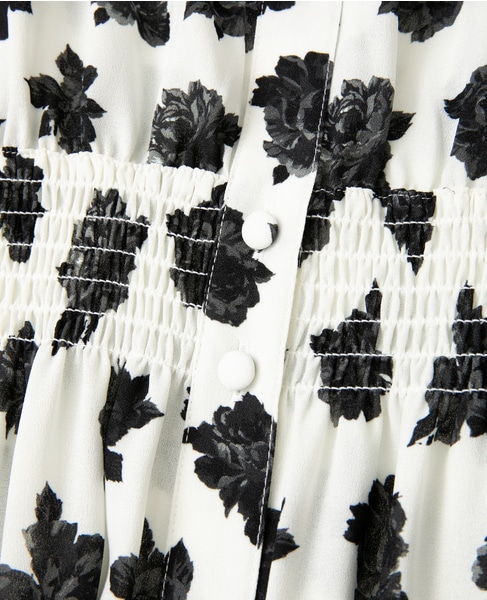 オールドローズプリントボウリボン付きワンピース 詳細画像 オフホワイト 12