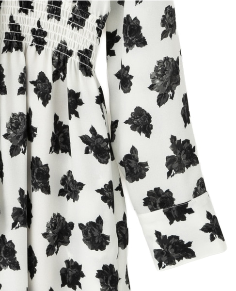 オールドローズプリントボウリボン付きワンピース 詳細画像 オフホワイト 9