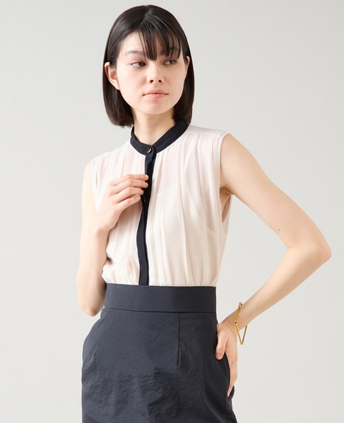 バイカラープリーツトップス 詳細画像 アイボリー 1
