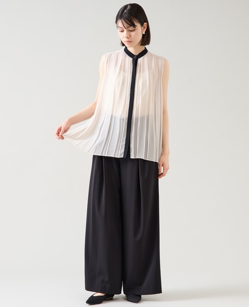 バイカラープリーツトップス 詳細画像 アイボリー 3