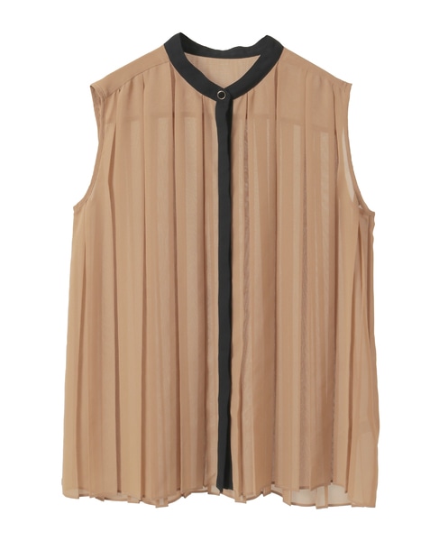 バイカラープリーツトップス 詳細画像 キャメル 5