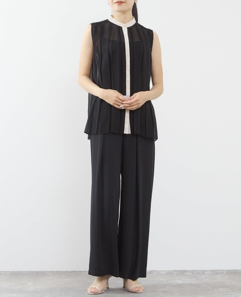 バイカラープリーツトップス 詳細画像 ブラック 3