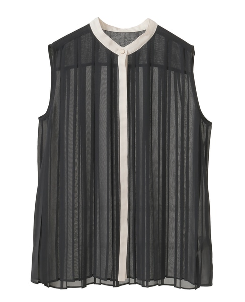 バイカラープリーツトップス 詳細画像 ブラック 5