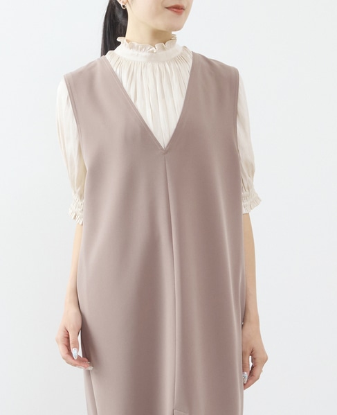 《定番》2wayフリルショートスリーブブラウス 詳細画像 アイボリー 1