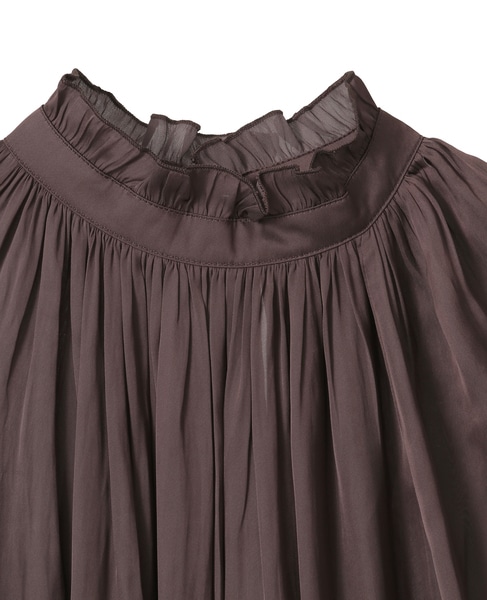 《定番》2wayフリルネックギャザーブラウス 詳細画像 ブラウン 3