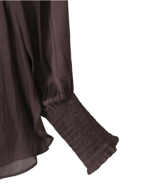 《定番》2wayフリルネックギャザーブラウス 詳細画像 ブラウン 4