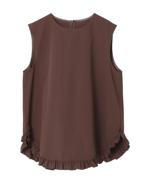 《定番》フリルヘムノースリーブブラウス（セットアップ可） 詳細画像 ブラウン 1