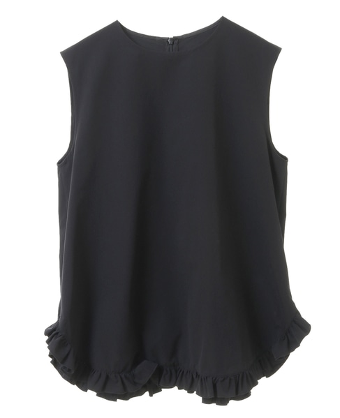 《定番》フリルヘムノースリーブブラウス（セットアップ可） 詳細画像 ブラック 1