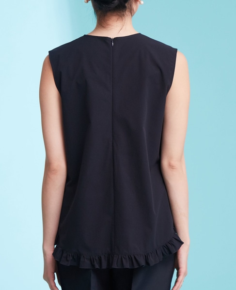 《定番》フリルヘムノースリーブブラウス（セットアップ可） 詳細画像 ブラック 4