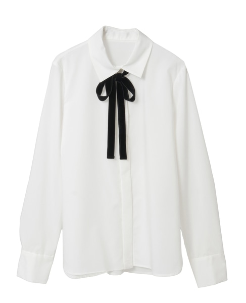 バイカラーリボンシャツブラウス 詳細画像 ホワイト 16
