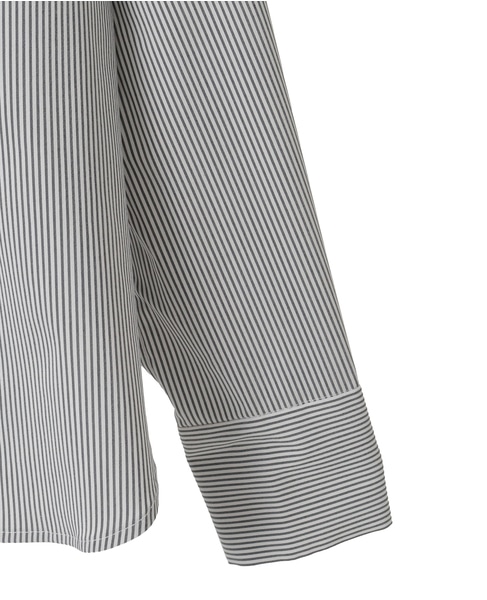 バイカラーリボンシャツブラウス 詳細画像 ストライプ 4